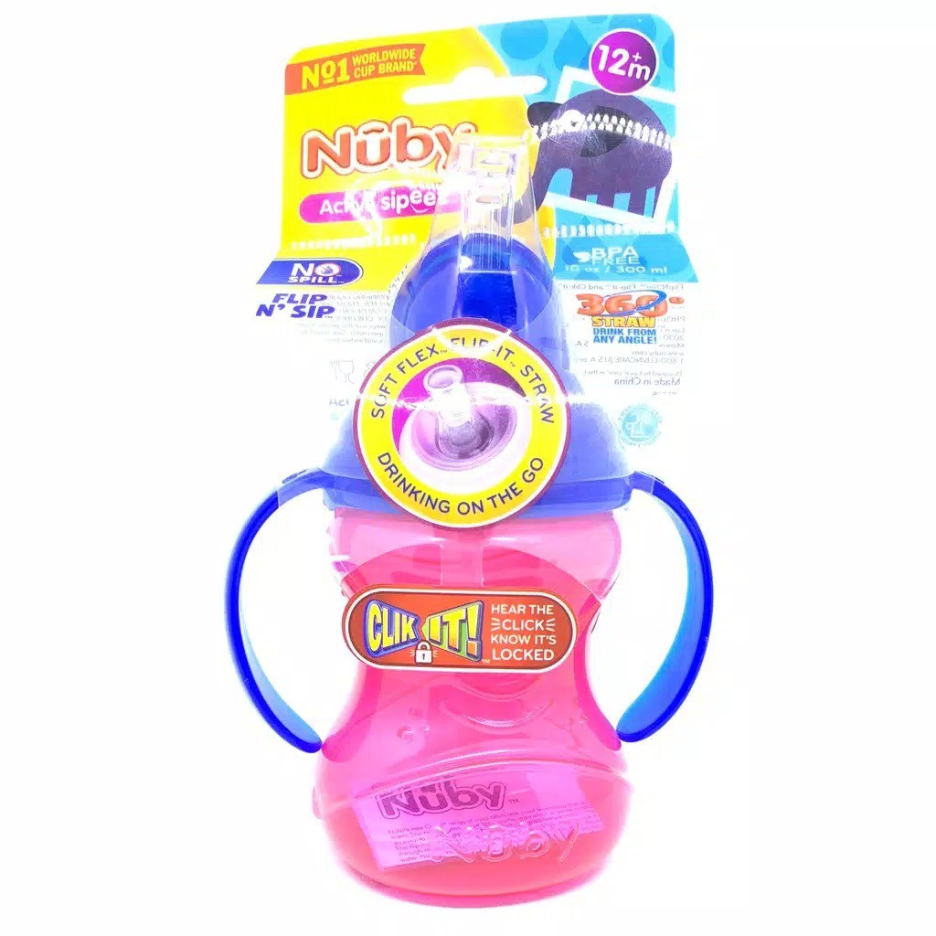 Nuby Twin Handle Flipit With Straw 300ml