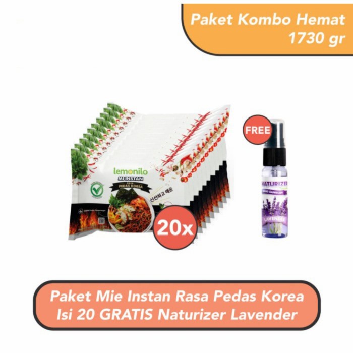 Paket Lemonilo Mie Rasa Pedas Korea Isi 20 GRATIS Naturizer Lavender