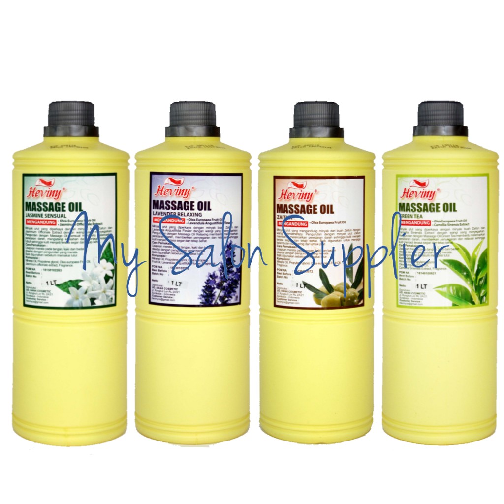 Heviny Massage Oil 1L /  Minyak Pijat Badan Jasmine / Lavender / Zaitun / Green Tea