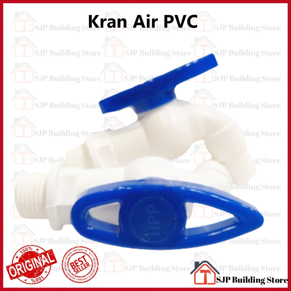 Kran Plastik Putih Biru Puteran Engkol Ukuran 1/2&quot; Keran Taman Kamar Mandi Pvc Setengah Inch