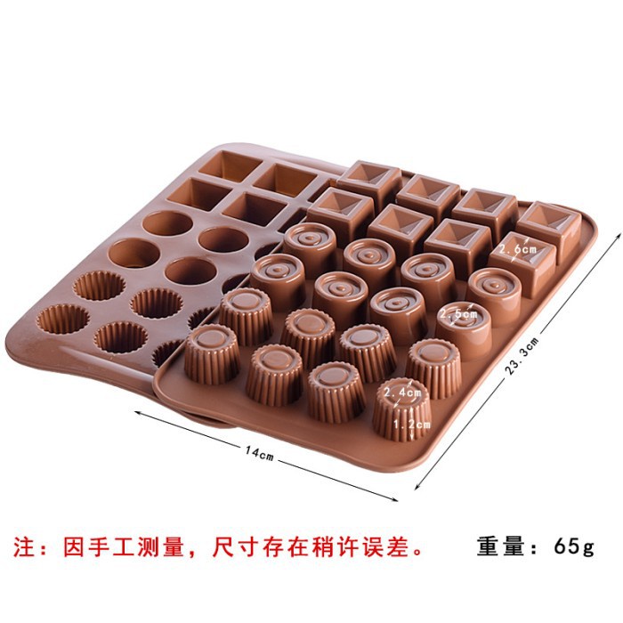 Cetakan Silicone 24 Grid Coklat Pudding Jelly dengan 3 Motif Cetakan Molds Silicone tahan panas Serbaguna