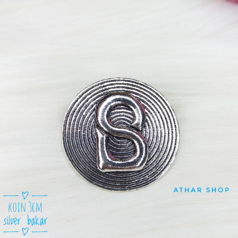 Bros B,bross button,pin Bros buttonscarves-Koin 3cm silvr bakar