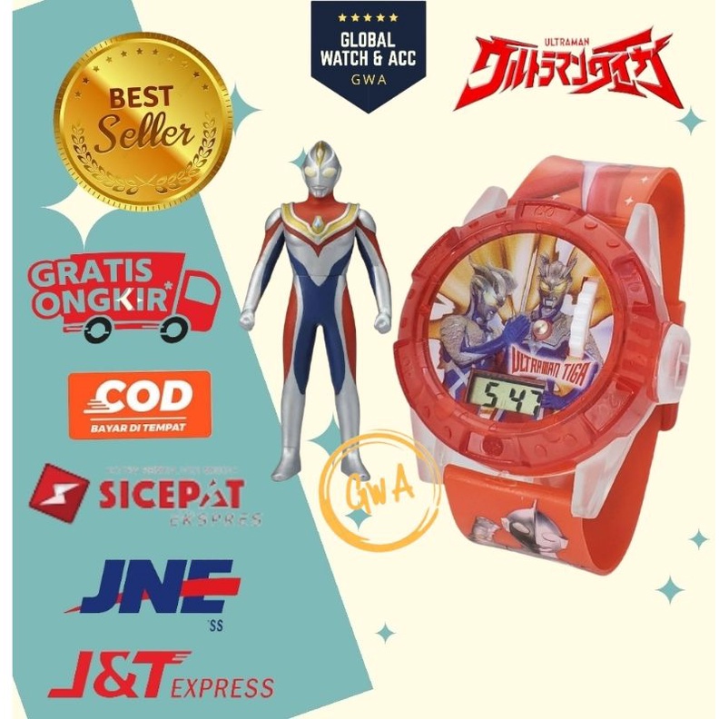 [COD]Jam tangan anak laser musik karakter boboiboy karakter ultraman