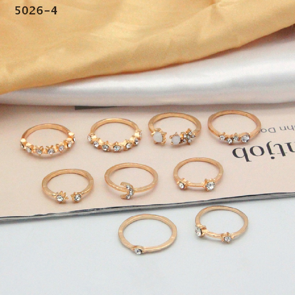 5026-4 9Pcs/set Moon Star Rings for Women Girls Bohemian Jewellery set Gift Accessories 5026-4