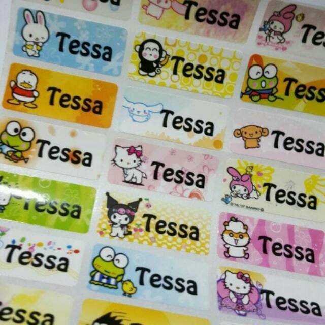 

label nama waterproof / stiker anti air Sanrio