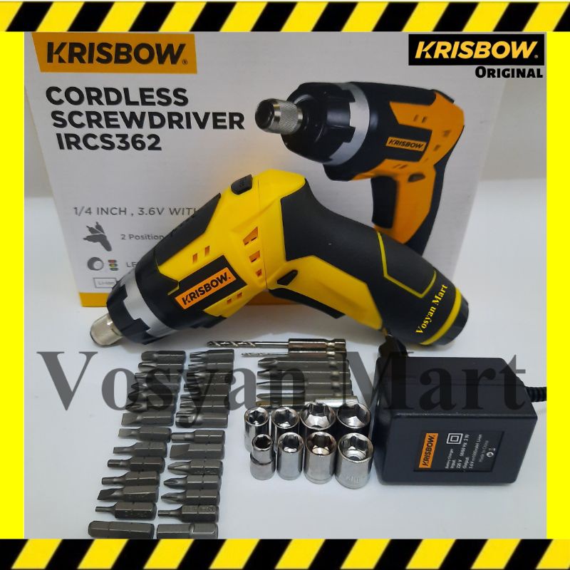 Krisbow Bor Obeng Baterai Cordless Screwdriver 3,6V || Cordless Screwdriver Krisbow || Obeng Baterai