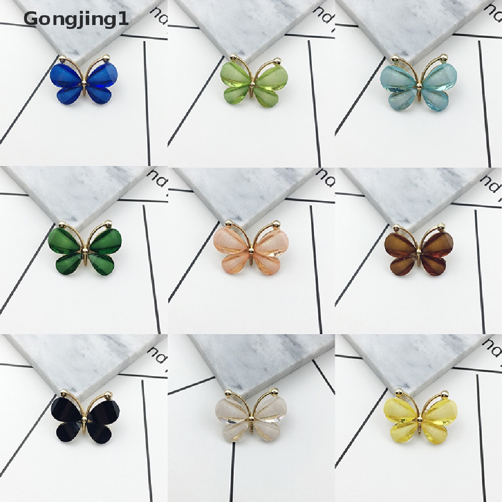 Gongjing1 10pcs / set Kupu-Kupu resin flatback Untuk Dekorasi Handphone / Scrapbook / Pernikahan