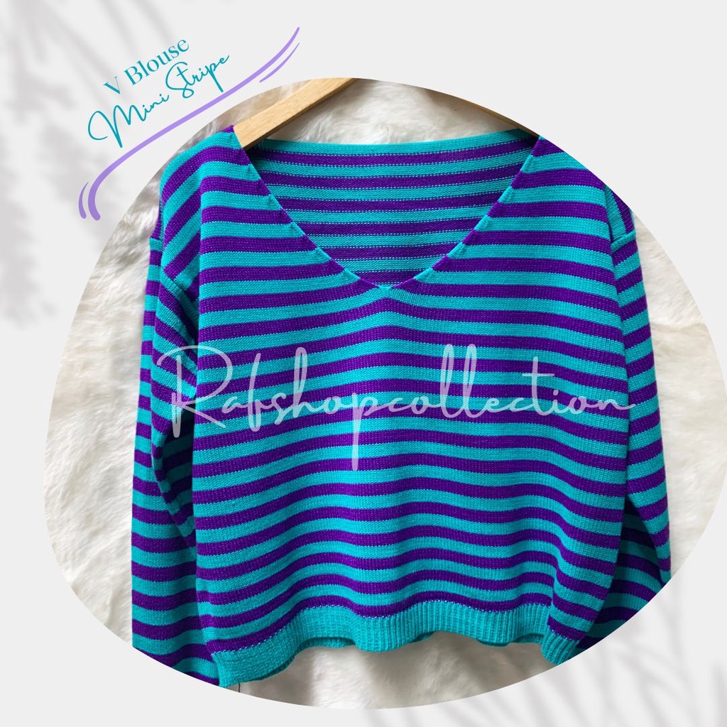 MINI Stripe Blouse_7GET Top Atasan rajut wanita_blouse oversize