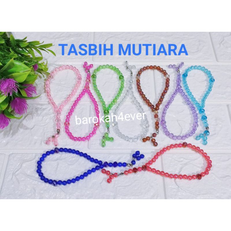 TASBIH Mutiara Mini 33 Butir Mutiara Bening ( Tasbeh 2in1 )