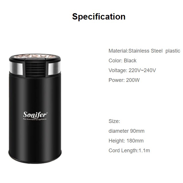 Sonifer Coffee Grinder Electric Penggiling Biji Kopi / Kacang / Bumbu