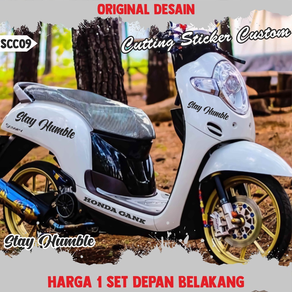 Bisa Custom Nama / Cutting Stiker Scoopy / Sticker Scoopy STAY HUMBLE Satu Set /all varian