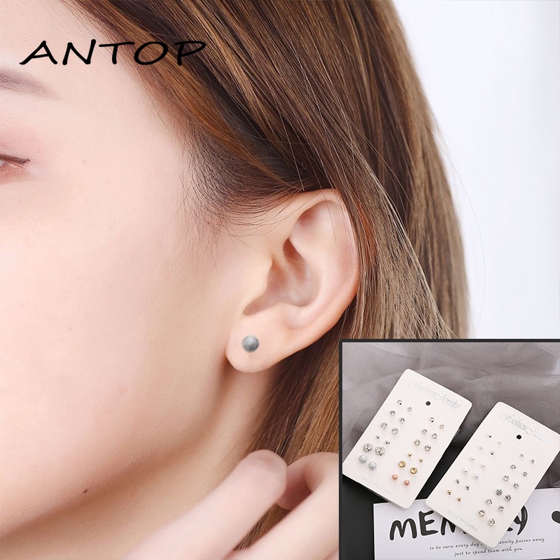 1 Set/mode Anting Set Wanita Sederhana Paduan Berlian Imitasi Bola Anting-Anting Wanita Aksesoris Perhiasan Hadiah ANTOP