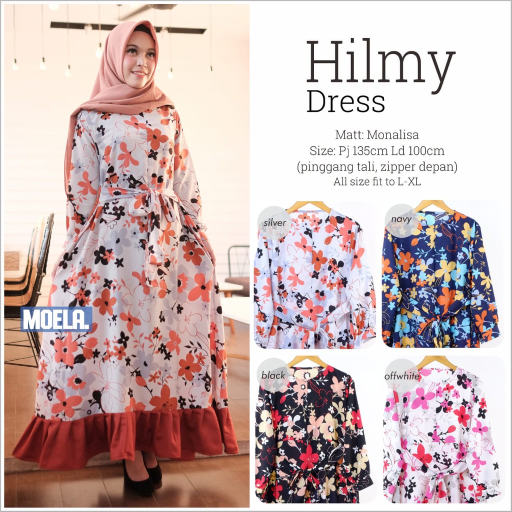 (REAL PICTURE) HILMY DRESS ORI MOELA MORIST FASHION KOREA PAKAIAN GAMIS WANITA REMAJA KEKINIAN MOTIF