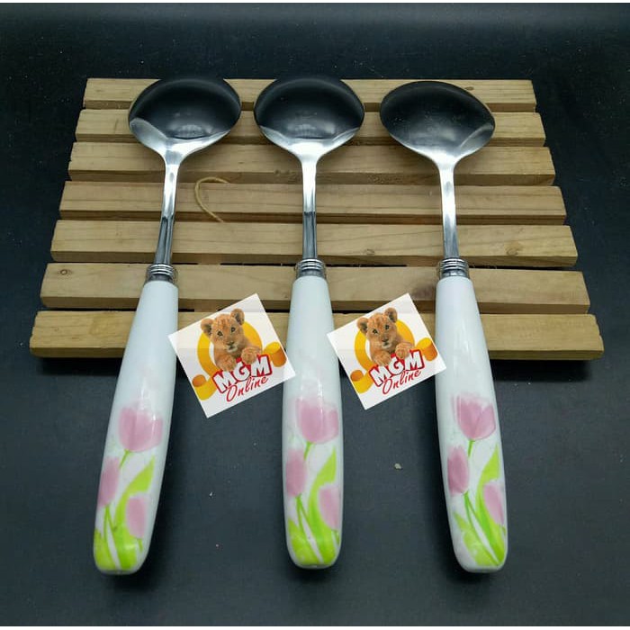 Sendok Sayur Shabby - Sendok Sayur Stainless motif Bunga - Sendok Meja