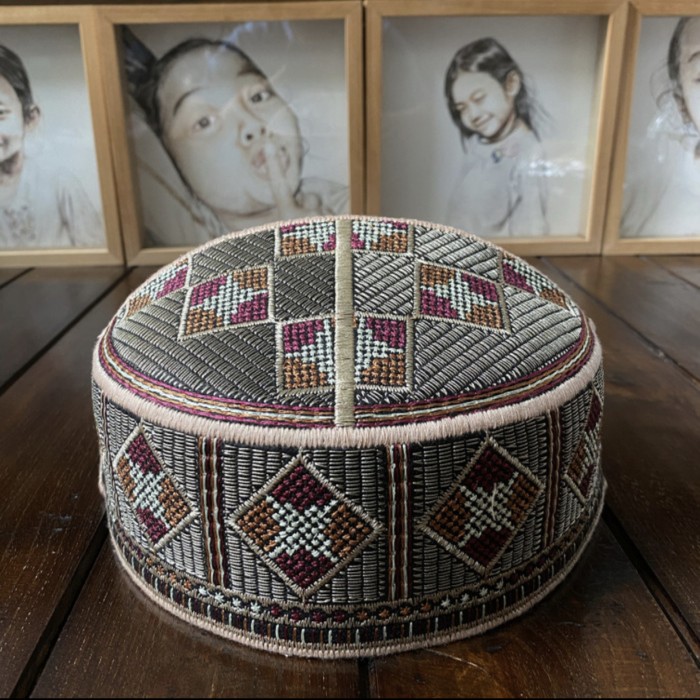 Peci Putih kopyah dewasa Rajut Hitam fashion muslim bisa COD Y2J5 Peci kopiah pakistan bordir perlen