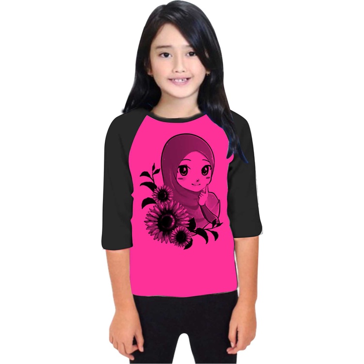 kaos anak-anak RAGLAN / Kaos Raglan  LENGAN 34 Anak/kaos anak perempuan/kaos kekinian/ KAOS ANAK RAG