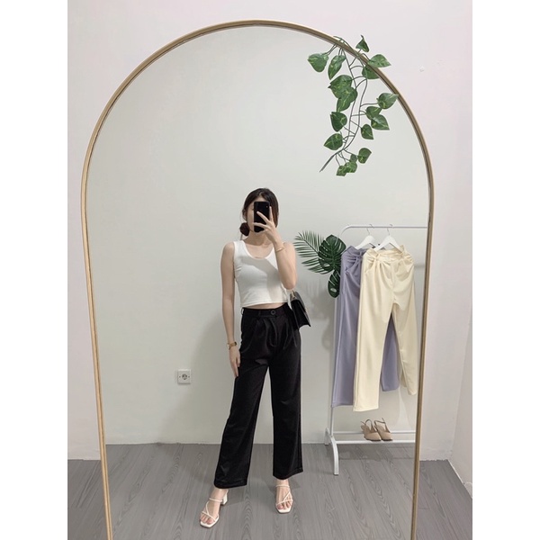 [LUXE.DLABEL]-CLARA PANTS |HIGHWAIST PANTS KULOT WANITA PREMIUM IMPORT CELANA PANJANG WANITA POLOS