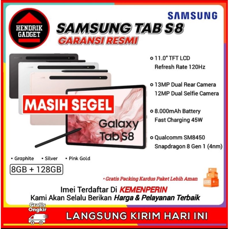 Tablet samsung S8 5g ram 8 internal 128gb garansi resmi