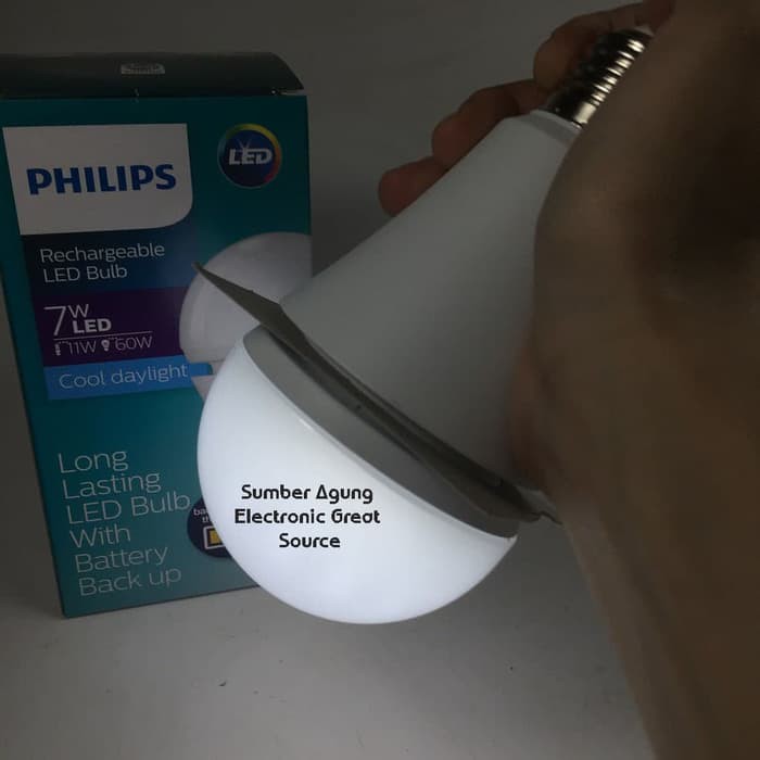 Lampu 7W Philips Magic Rechargeable LED Bulb AC DC Nyala Saat Mati Lam