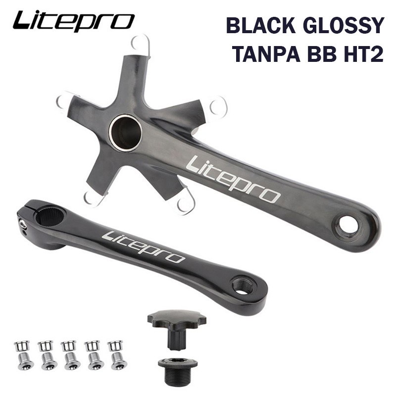 Litepro Glossy Crankset Tanpa BB HT2 Crank Sepeda Lipat BCD 130