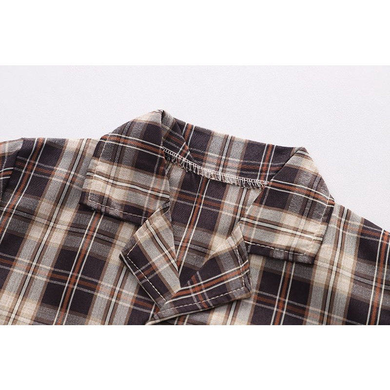 ANANAKSTORE- Setean kemeja impor premium/0-5 Tahun baju baby korean style Kotak kotak Brown baju baby impor korea