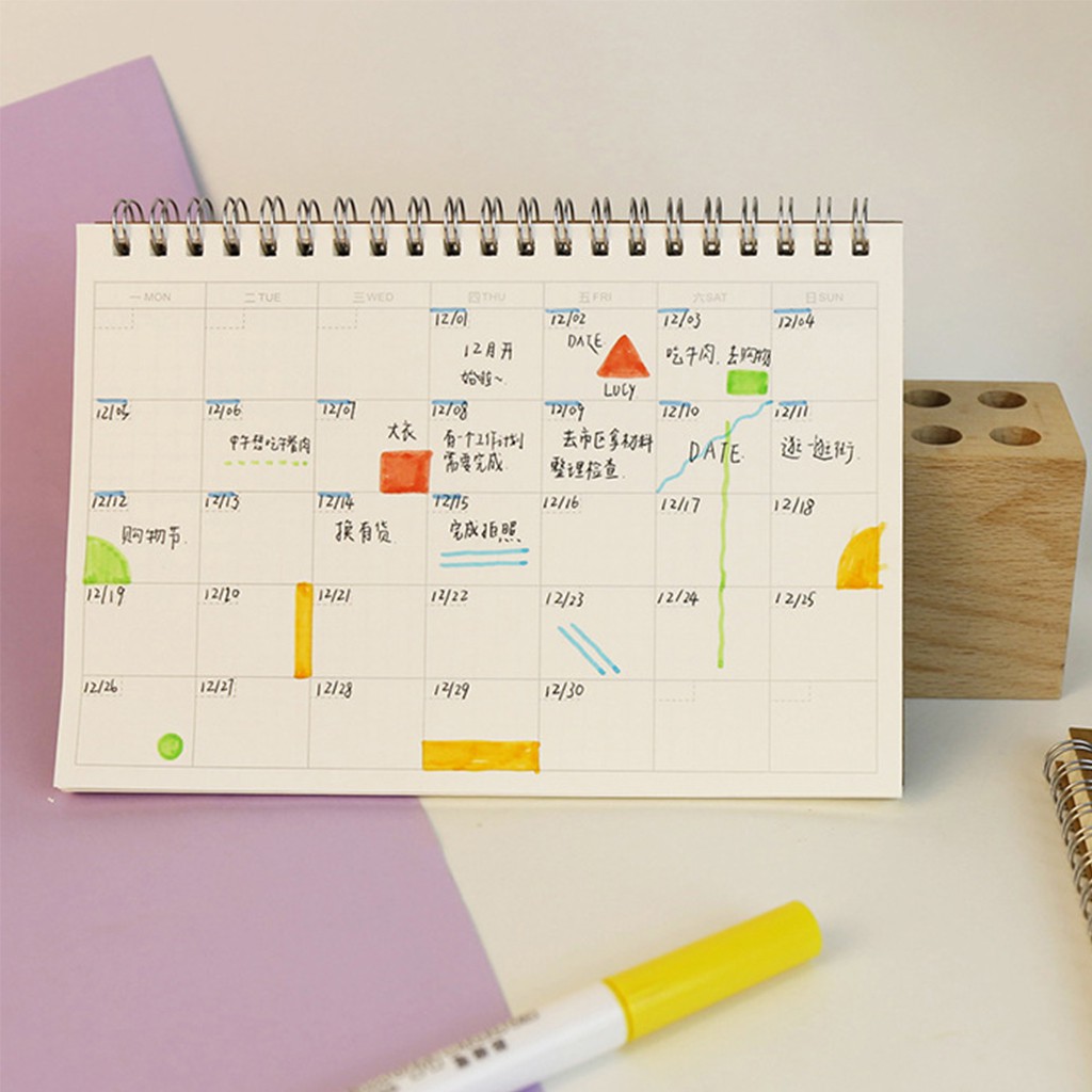 A5 Planner/Bulanan/ Mingguan/Daily Jadwal Agenda Blank Diary Notebook Coil Book