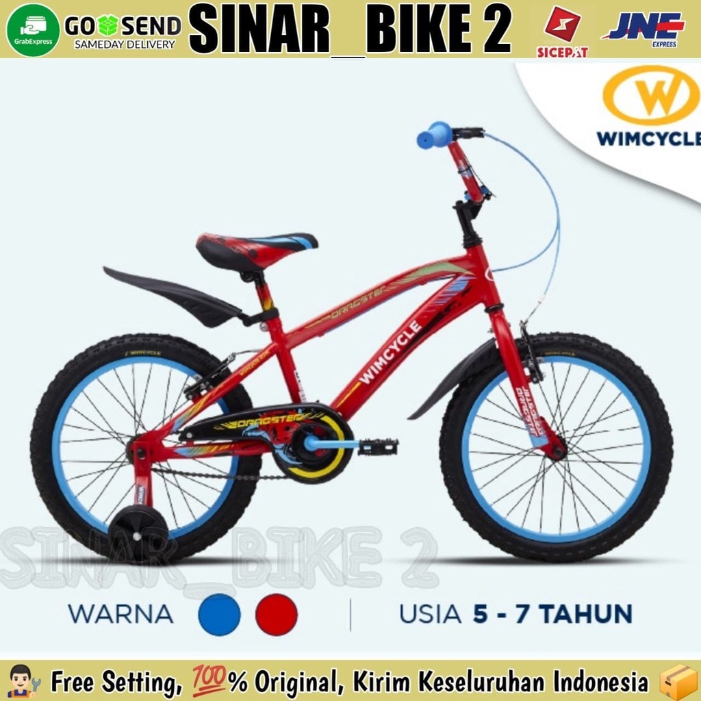 Sepeda Anak Laki Bmx 16 &amp; 18 Inch WIMCYCLE DRAGSTER Garansi Resmi