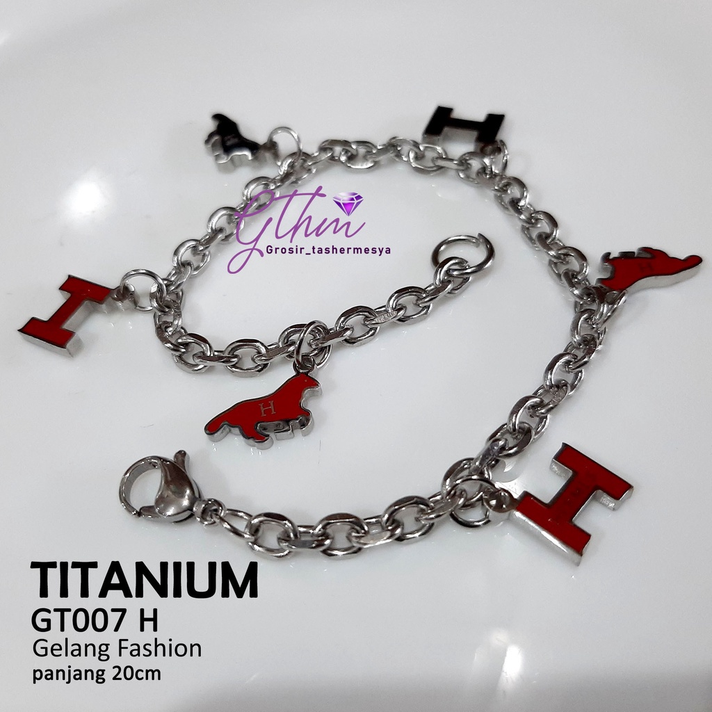 Gelang Wanita Korea Branded H Elegan Mewah Anti Karat Perhiasan Fashion Import GT007 GTHM