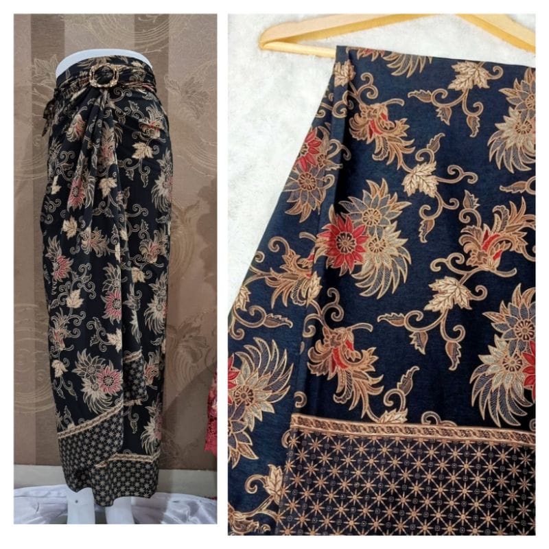 ROK LILIT SONGKET MOTIF BATIK WANITA MK BIRU BAWAHAN KEBAYA WISUDA DAN KONDANGAN + GRATIS RING