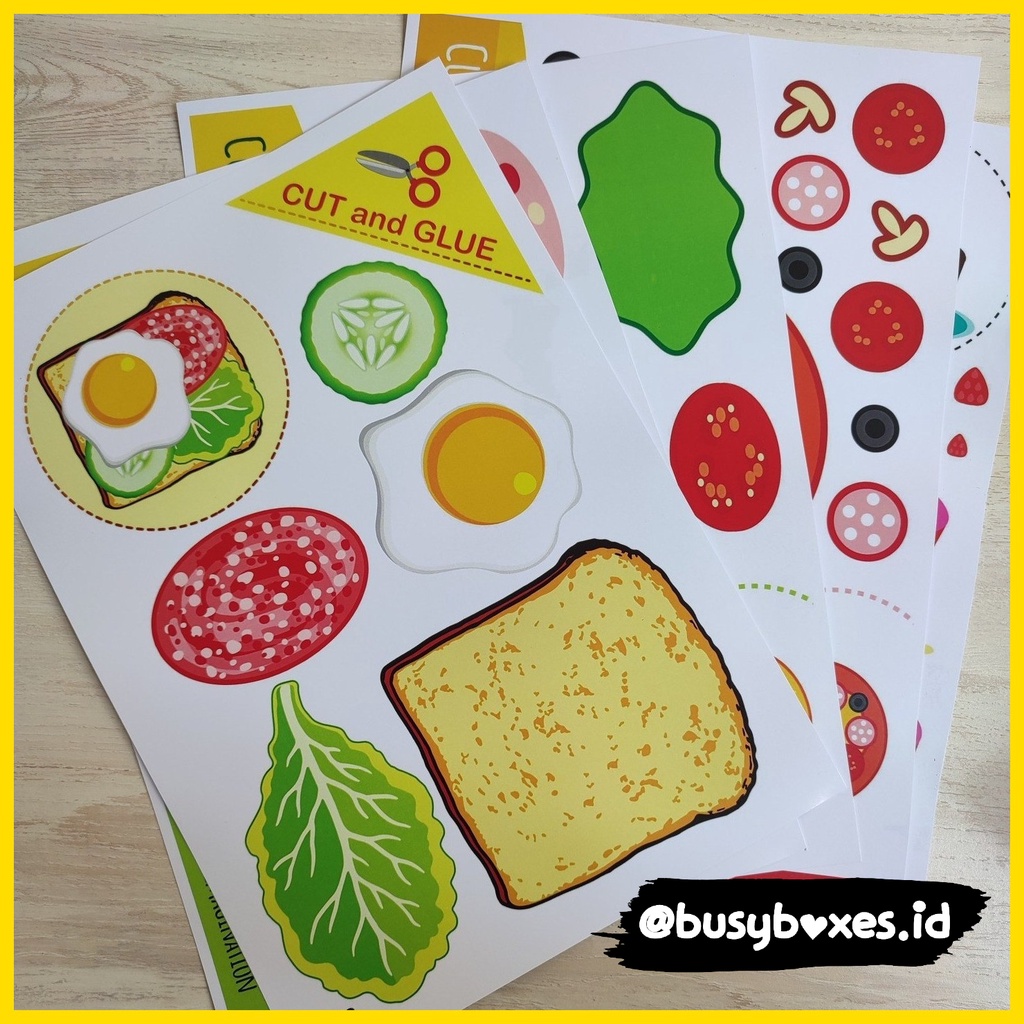 [busyboxes.id] cut and glue makanan aktivitas paud preschool mainan edukasi gunting temple