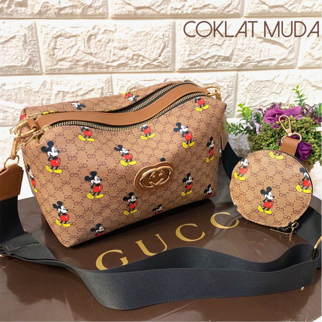 Tas Selempang Mickey Mouse Wanita / Slingbag Gucci Mickey / Tas Mickey Mouse Impor SP