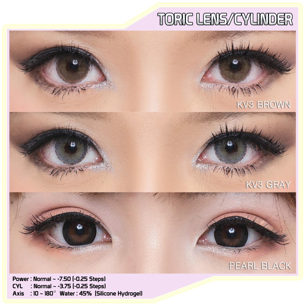 Softlens Toric Silinder Cylinder Minus Princess EOS Bening Black Gray Brown Astigmatism Ready Stock