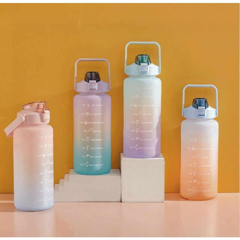BOTOL MINUM 2000 ML KOREA VIRAL BOTOL TIME RAINBOW 2 LITER [KK]
