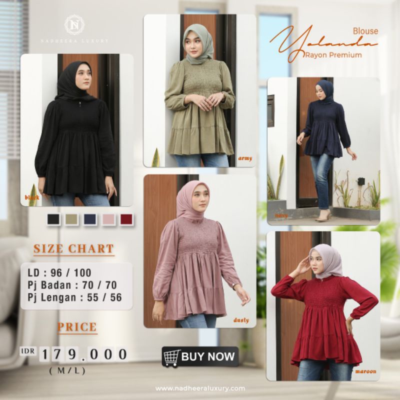 YOLANDA BLOUSE SIZE M-L SAJA BY NADHEERA LUXURY