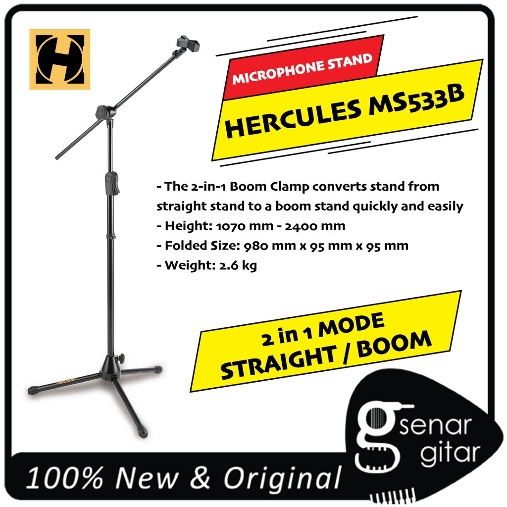 Jual Hercules MS533B MS 533B Stand Microphone Boom / Straight (Hybrid