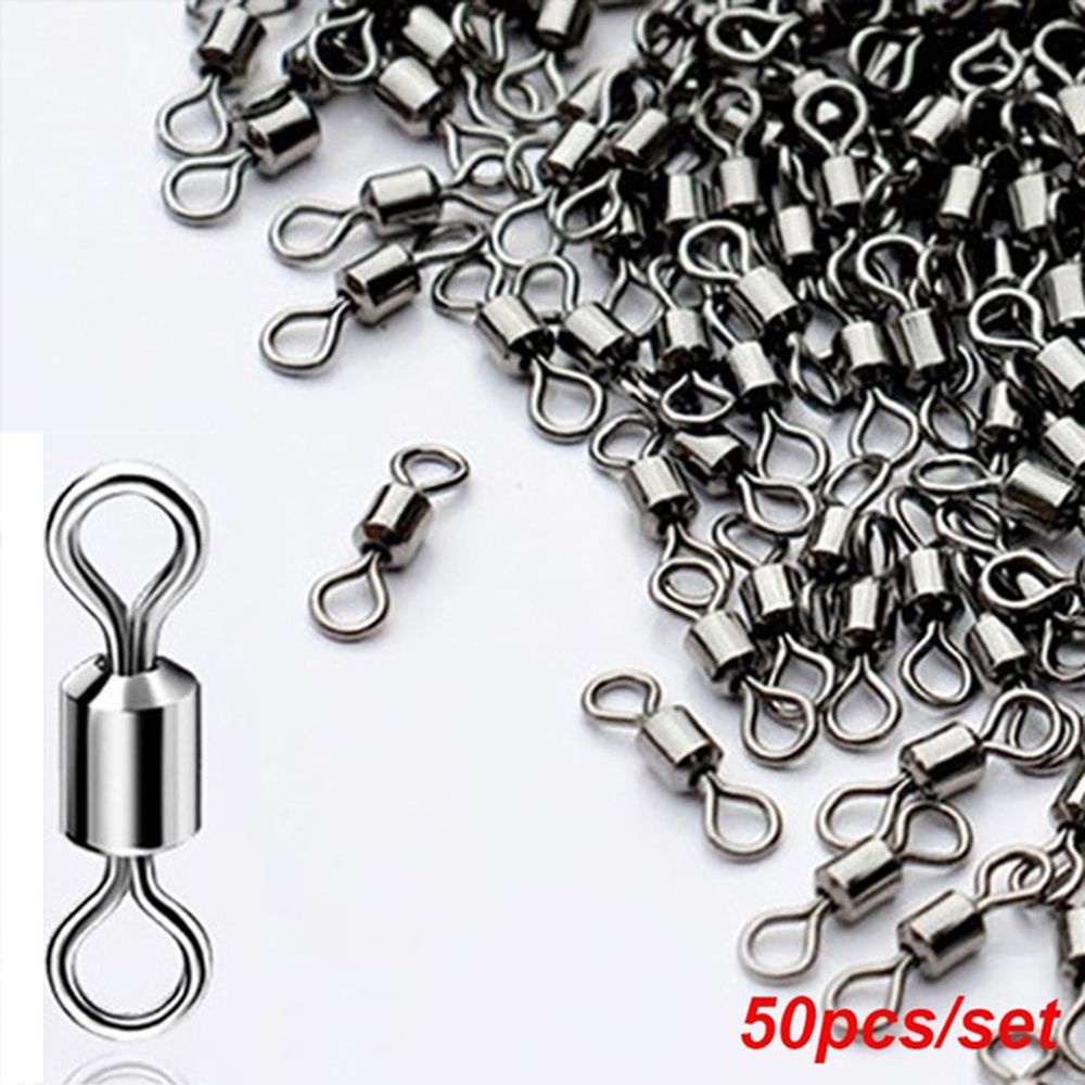 REBUY High Strength Connector Stainless Steel Ball Bearing Swivel Solid Ring Accessories 50pcs Rolling Heavy Duty Durable Barrel Fishing Tool