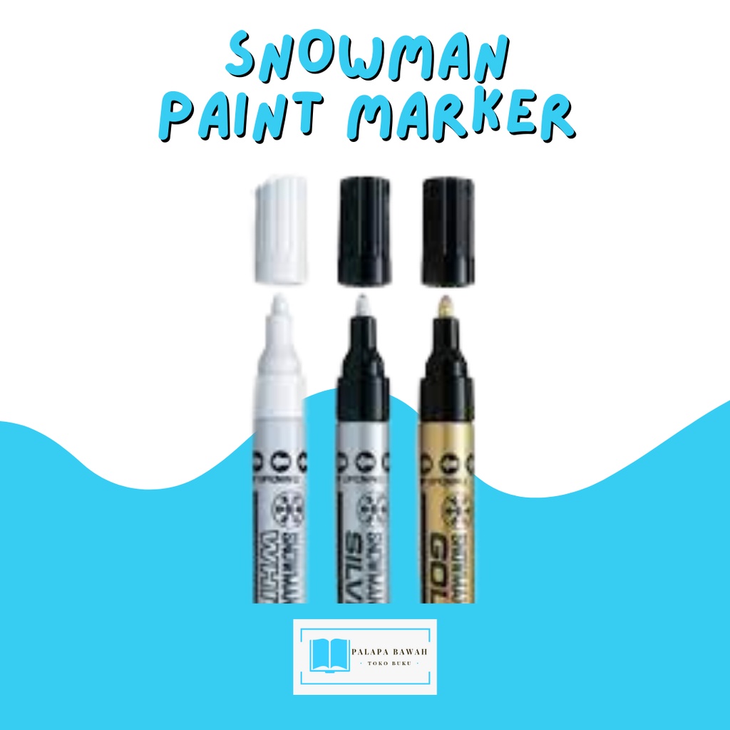 

Spidol Paint Marker Snowman Warna Putih / Permanent Fine Emas - Gold / Extra Fine Perak - Silver