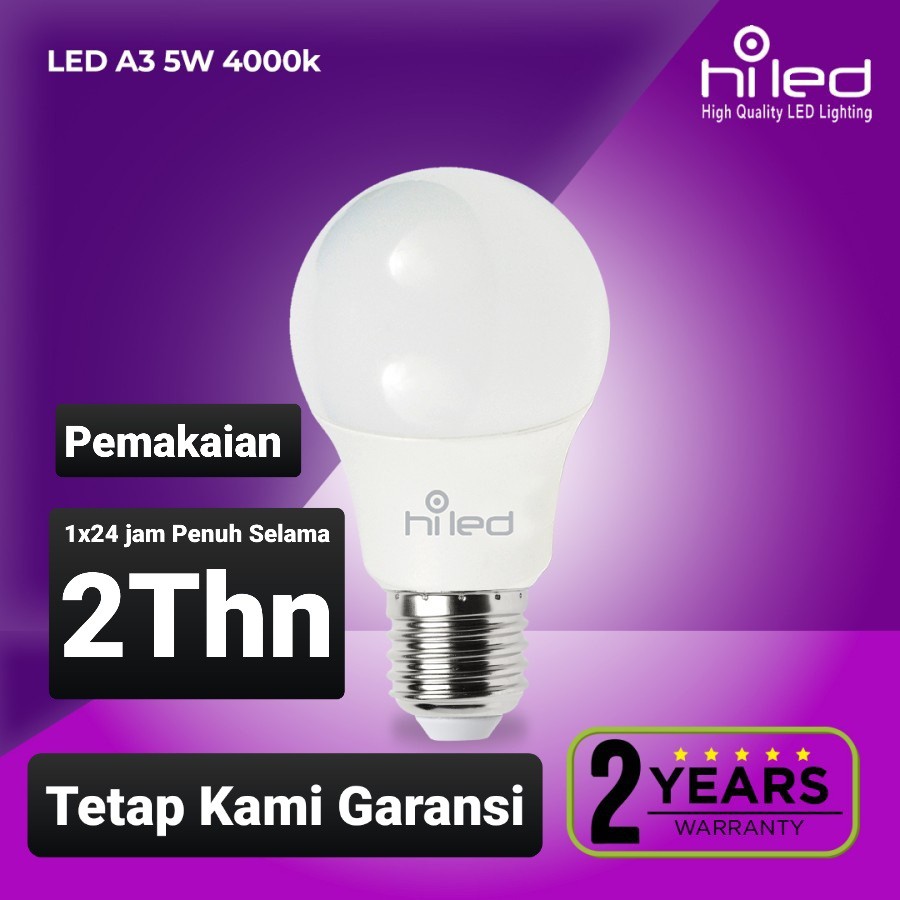 Lampu Bohlam LED / 5 Watt Putih Natural / Hemat Listrik / A3