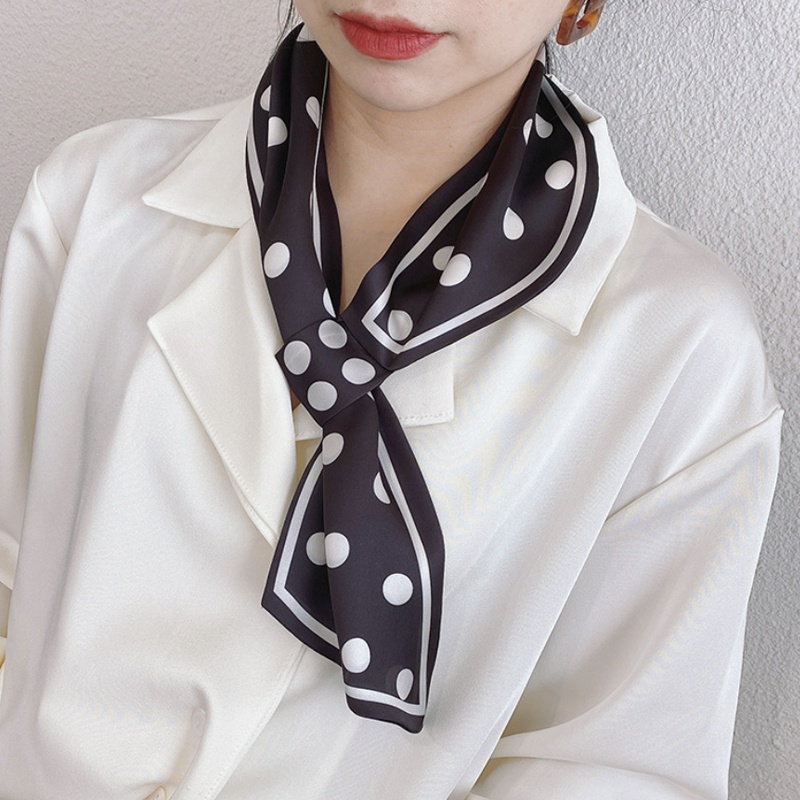 &quot;Dotty&quot; Mini Scarf Pita, Scarf Leher, Scarf Tas, Bahan High Grade Silk Immitation