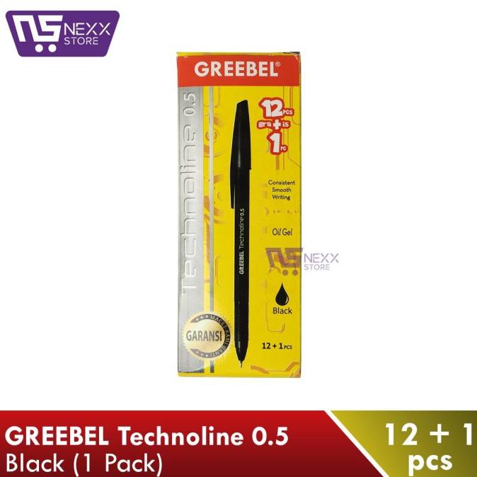 

Big Sale Pulpen GREEBEL Technoline 0.5mm HITAM 1 PACK isi (12+1Pcs) Big Sale
