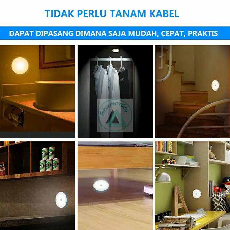 LAMPU LED SENSOR GERAK RECHARGEABLE / LAMPU LED TEMPEL BISA CHARGE / LAMPU LEMARI / LAMPU TANGGA