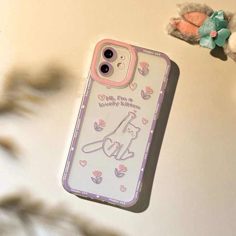 Soft Case TPU Transparan Motif Kucing Untuk Iphone 14 13 Pro Max 12 11 XS XR X 8 7 6 Plus Mini SE 2020