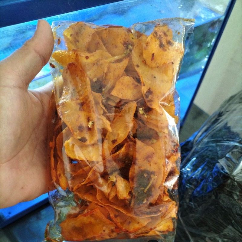 

kerupuk ubi pedas asin campur ikan tenggiri khas selat panjang