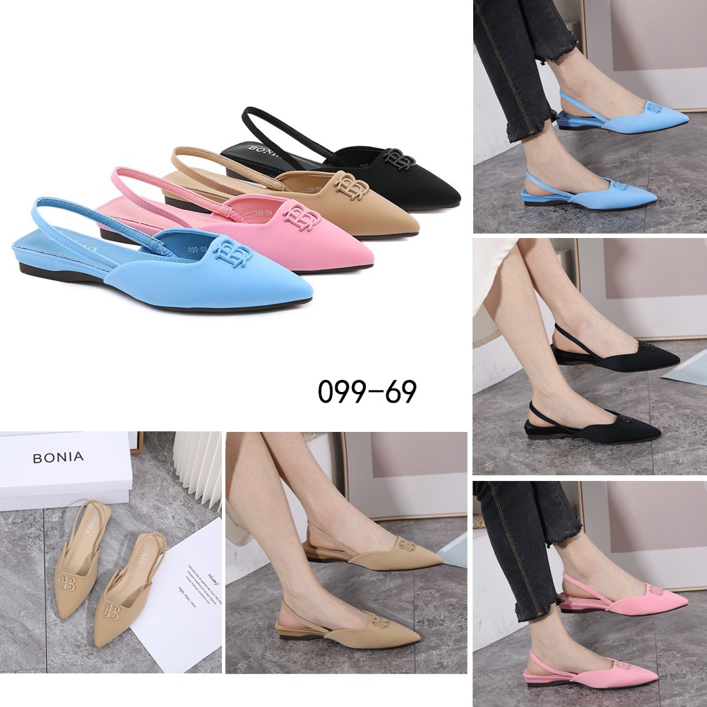 Bo Satin B-Logo Flat Shoes 099-69