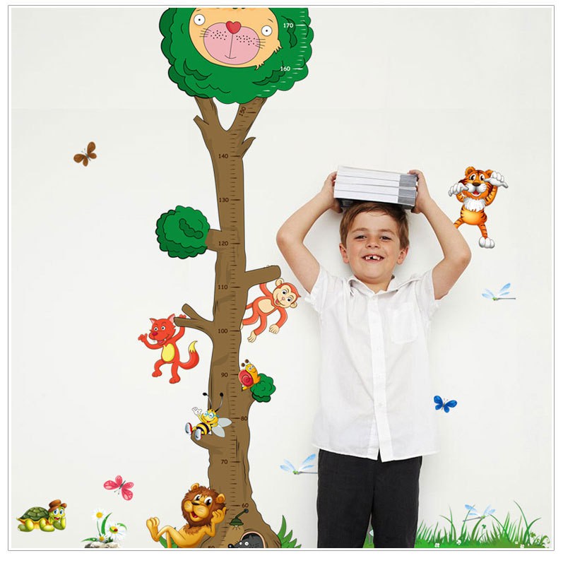 RELIZA WALL STICKER TINGGI BADAN POHON ANAK GROW UP ANIMAL MJ8022 STIKER DINDING