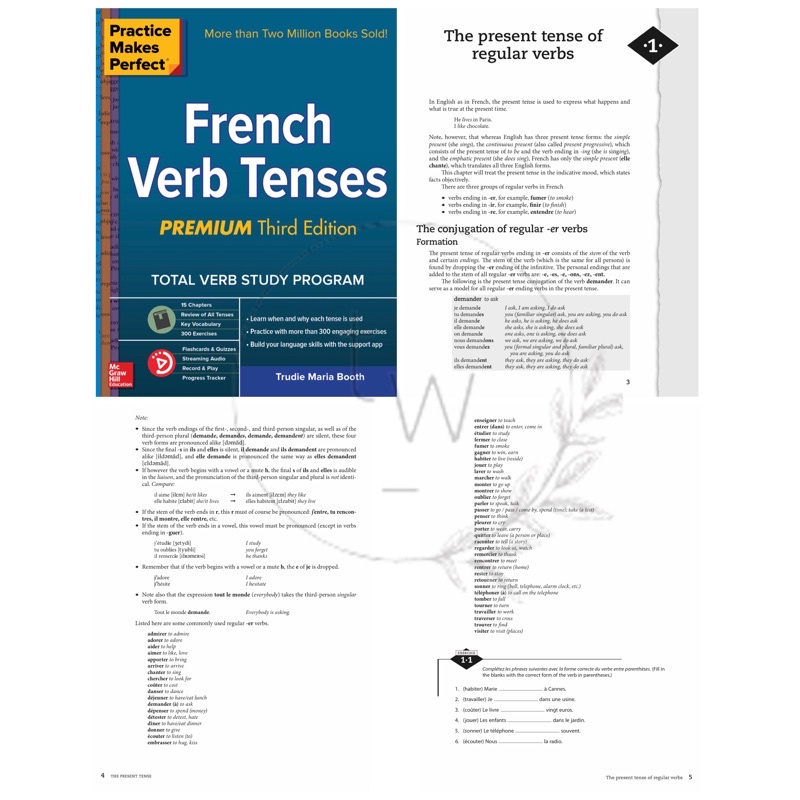 Complete French All in One / Basic French / Verb Tenses / Grammar / Vocabulary / Conversation / Sentence Builder - Practice Makes Perfect | Buku Bahasa Prancis Percakapan-French Verb Tenses