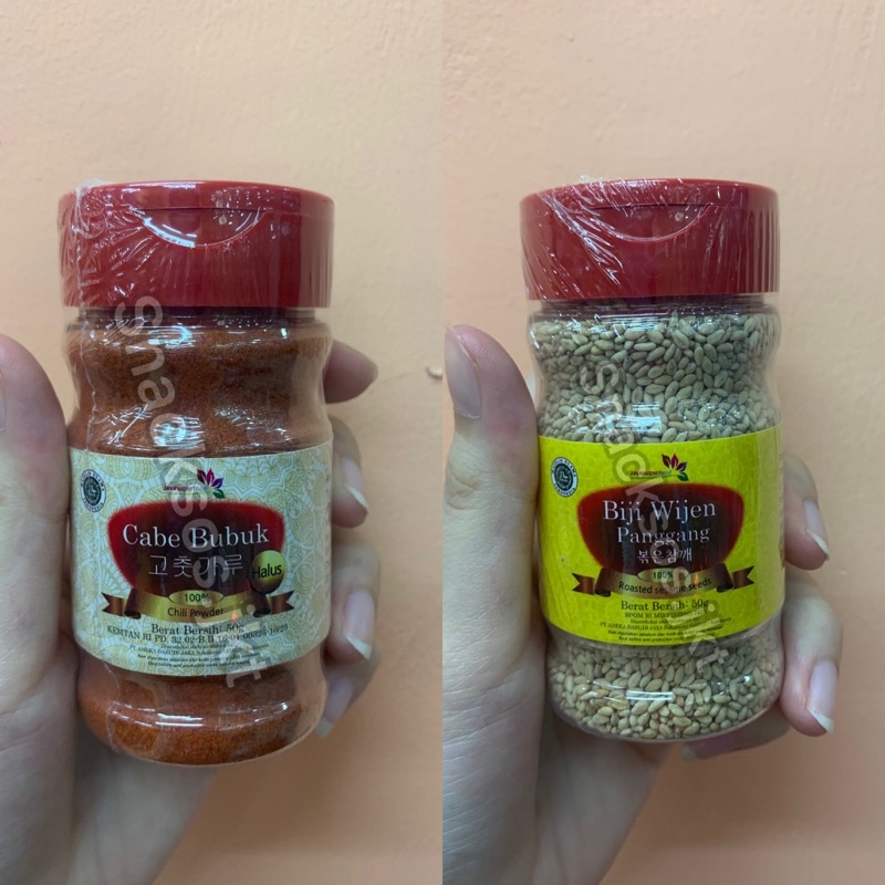

Javafood Biji Wijen Panggang Roasted Sesame Seeds / Chili Powder Cabe bubuk Korea