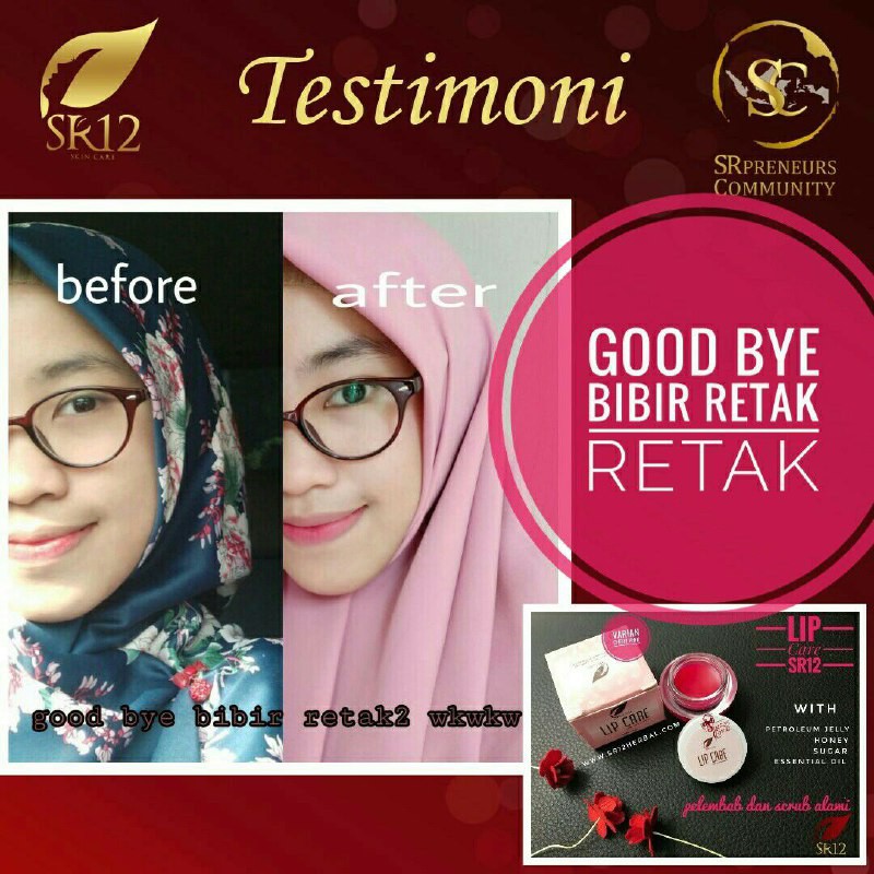 SR12 HERBAL SKINCARE LIP CARE NATURAL PELEMBAB BIBIR / LIP BALM / PENCERAH WARNA BIBIR AMAN BPOM