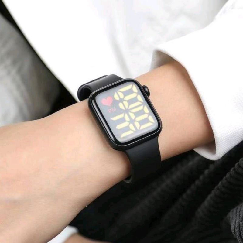 JAM TANGAN LED MURCE EL RUBBER JAM WANITA LOVE