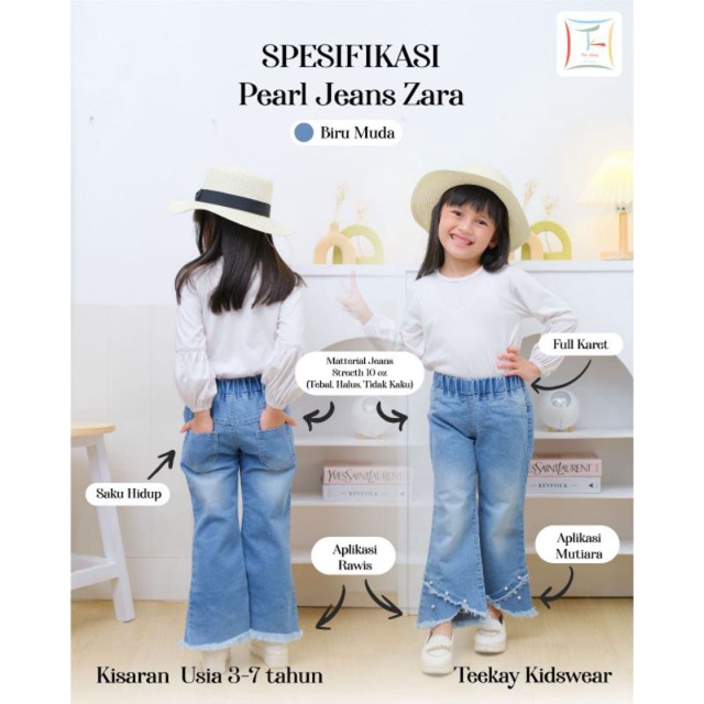 Afsheenastore Celana Jeans Anak Perempuan Yoona Zara 3-7Th